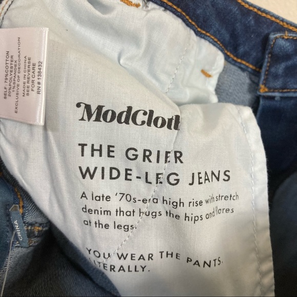 ModCloth The Grier Wide Leg Flare Trouser Jeans Dark High Rise Women’s Sz 6 NEW - Picture 5 of 6